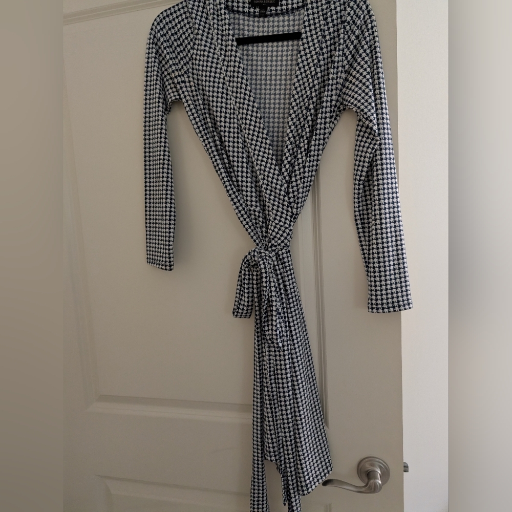 Navy And White Wrap Dress